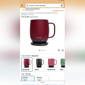 Nextmug Temperature-Controlled Burgundy Mug